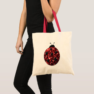 Bolsa Tote Faíscas cintilantes de ladybug vermelho escuro