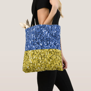 Bolsa Tote Faíscas de brilho azul amarelo da bandeira da Ucrâ