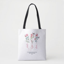 Bolsa Tote Faith Hope ama Bíblia de flores selvagens personal