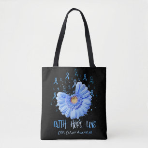 Bolsa Tote Faith Hope ama Cancer Colon Sensibilização Flor