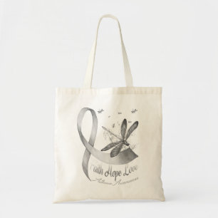 Bolsa Tote Faith Hope ama Cinza Dragonfly Consciência Asma