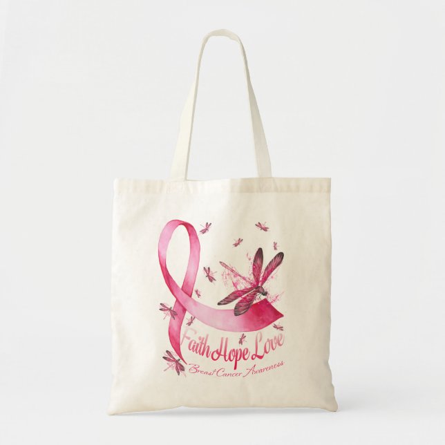 Bolsa Tote Faith Hope Love Dragonfly Fita Breve (Frente)