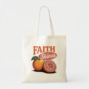 Bolsa Tote Faith Shines Orange Grapefruit Retro Christian Tee