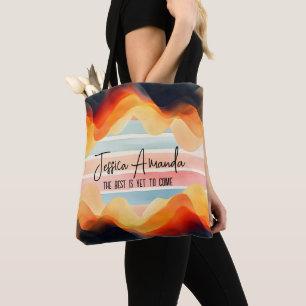 Bolsa Tote Faixa Colorida Personalizada em Aquarela Vibrante