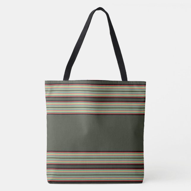 Bolsa Tote Faixa Com Verde-Oliva (Frente)