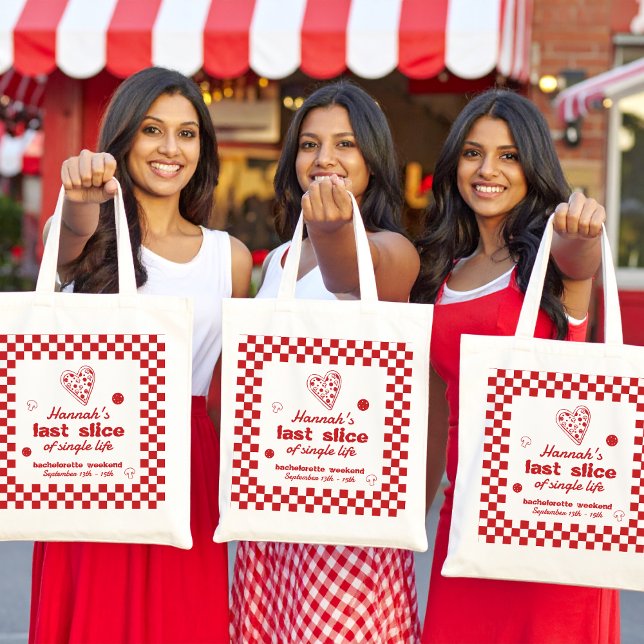 Bolsa Tote Faixa de Aniversário de Solteira Last Slice Pizza (Criador carregado)