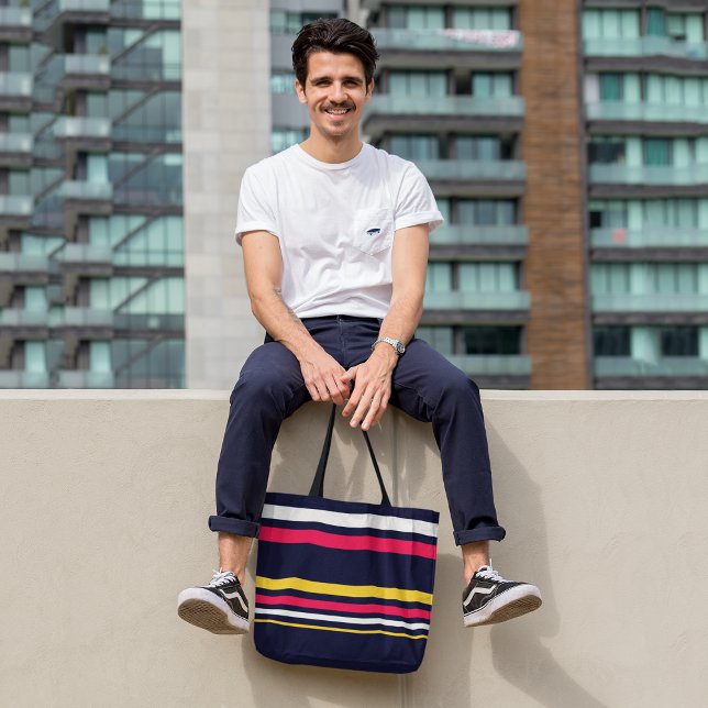 Bolsa Tote Faixa de cores plana (Criador carregado)