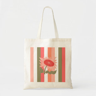 Bolsa Tote Faixa de potência do SunFlower cor-de-rosa-branca