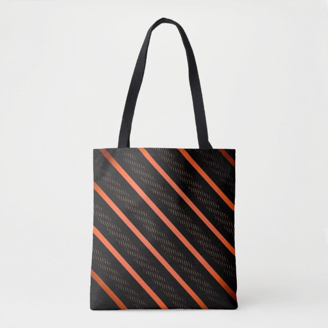 Bolsa Tote Faixa Diagonal de Padrão Duplo Laranja (Frente)