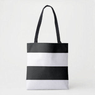 Bolsa Tote Faixa Extra Simples Preta e Branca