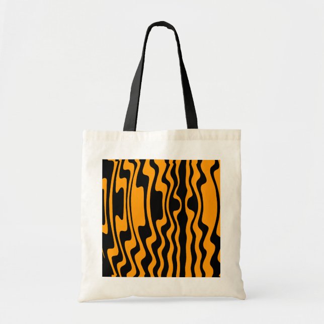Bolsa Tote Faixa ondulada - Preta e Laranja (Frente)