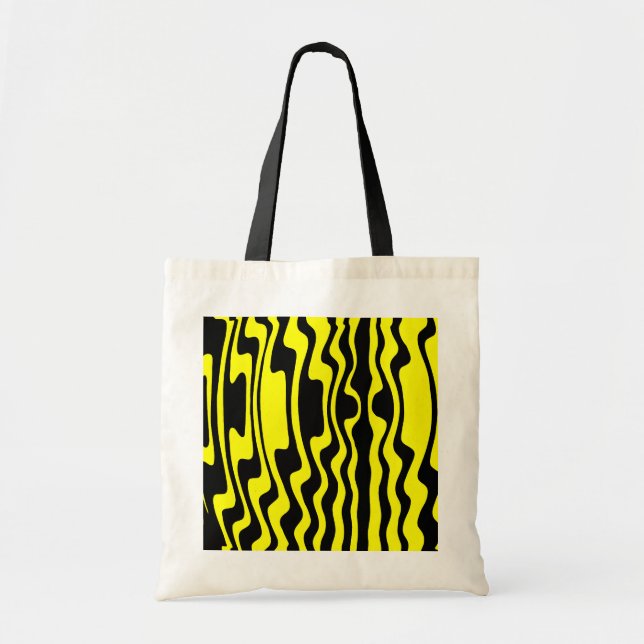Bolsa Tote Faixa ondulada - Preto e Amarelo (Frente)