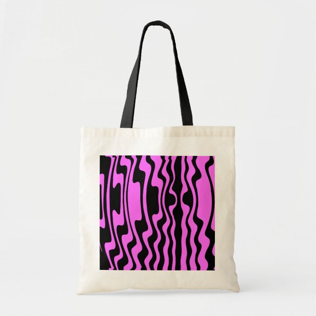 Bolsa Tote Faixa ondulada - Preto e cor-de-rosa magenta (Frente)