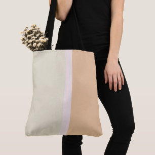 Bolsa Tote Faixa rosa moderna com bloco de cor Dourado e crem