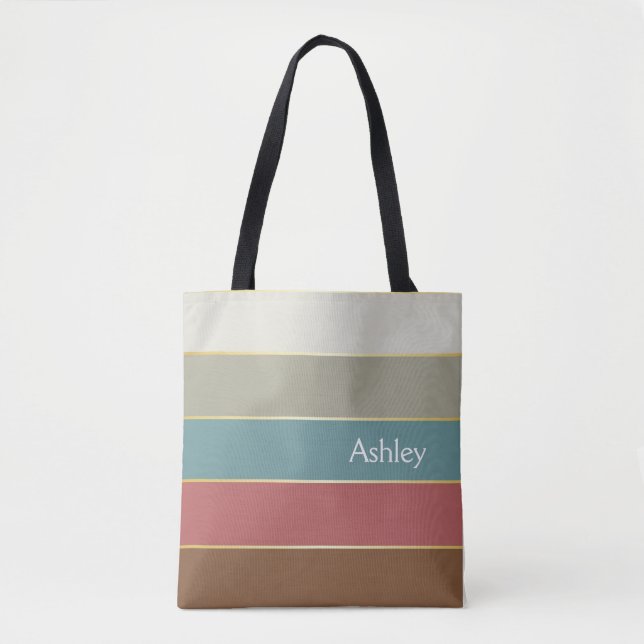 Bolsa Tote Faixas de Cores de Verão Personalizadas (Frente)