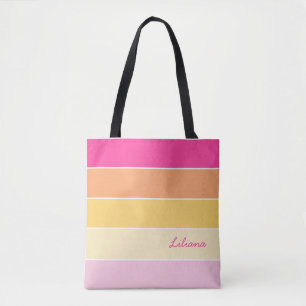 Bolsa Tote faixas de cores personalizadas de Verão cor laranj