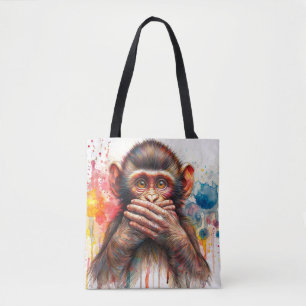 Bolsa Tote Fale Sem Arte De Pinta De Macaco Mau