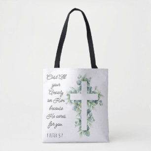 Bolsa Tote Fale toda a sua ansiedade sobre ele Eucalyptus Cro