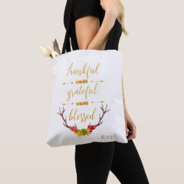 Bolsa Tote Fall Faux Dourado Graças Grata Bênção