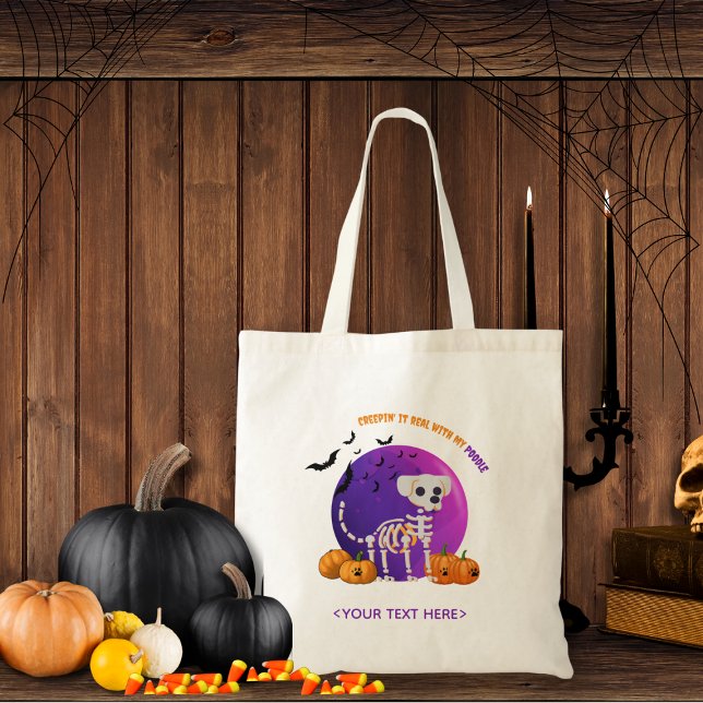 Bolsa Tote Fall Halloween Spooky Trick ou Treat Tote Bag (Trick or Treat OR show up to the Halloween party in style. Represent your favorite dog breed!!)