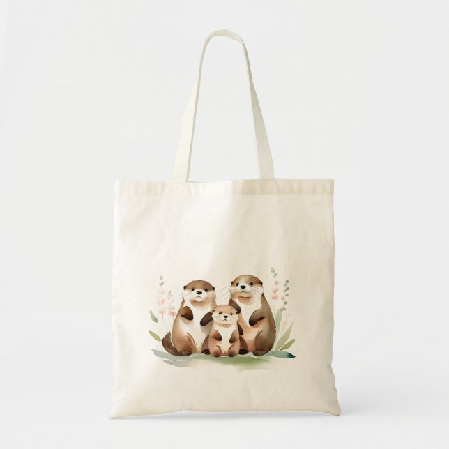 Bolsa Tote Família Adorável Com Flores (Frente)