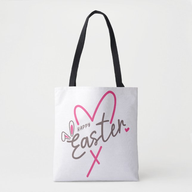 Bolsa Tote Família Combinada Feliz Páscoa (Frente)