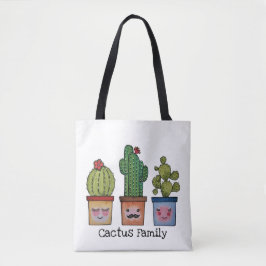 Bolsa Tote Família Cute Cactus Em Aquarela