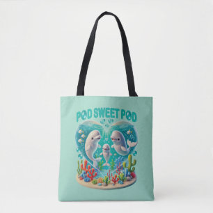 Bolsa Tote Família de baleias "Pod Sweet Pod"