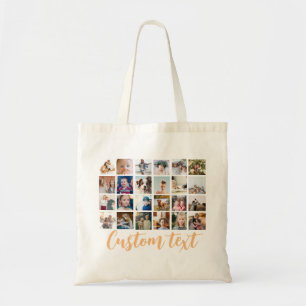 Bolsa Tote Família de colagens de fotos simples de tendências