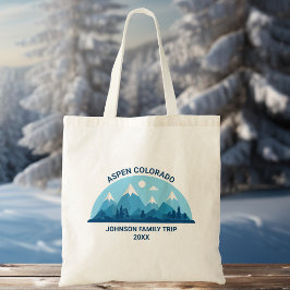 Bolsa Tote Família de inverno Personalizada Reunião Azul Mont