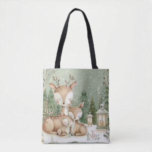 Bolsa Tote Família de Veados da Floresta Silvestre