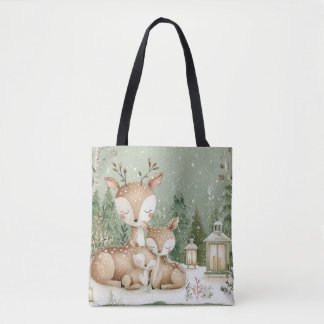 Bolsa Tote Família de Veados da Floresta Silvestre