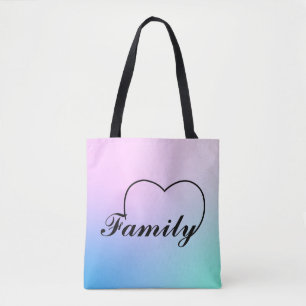 Bolsa Tote Família do Word contra cores em todo o impressão b