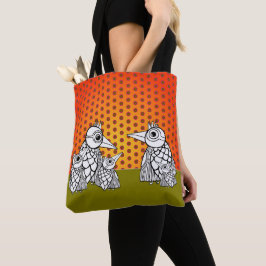 Bolsa Tote Família e Bolinhas de aves