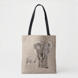 Bolsa Tote Família Elefante Suave