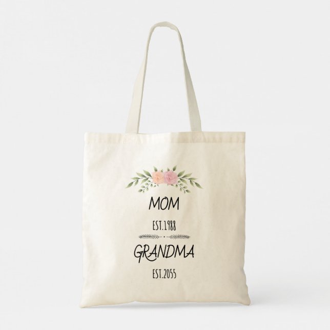 Bolsa Tote Família Floral Personalizada Mãe e Avó Estabelece  (Verso)