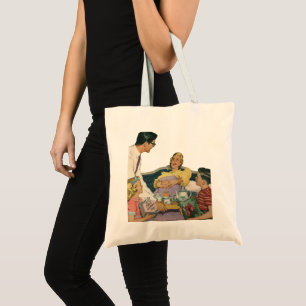 Bolsa Tote Família Retro Serve Café da Manhã da Mãe na Cama