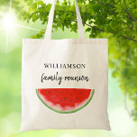 Bolsa Tote Familiar Sindicato Keepsasaem Melancia<br><div class="desc">Este Saco de Tota da Reunião Familiar é decorado com uma melancia de cor vermelha. Facilmente personalizável. Use a Ferramenta Design para alterar o tamanho, o estilo ou a cor do texto. À medida que criamos a nossa trabalho de arte, não encontraremos esta imagem exata de outros designers. Original Watercolor...</div>