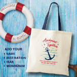 Bolsa Tote Family Reunion Cruise Anchored Together Matching<br><div class="desc">Carry your cruise memories wherever you go with this modern nautical “Anchored Together” family cruise tote bag. Designed with a bold navy anchor, soft ocean wave accents, and a playful red script headline, this stylish tote captures the spirit of family adventures at sea. The nautical color palette of navy blue,...</div>