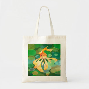 Bolsa Tote Fantail Goldfish Com Vetor De Bolhas Verdes