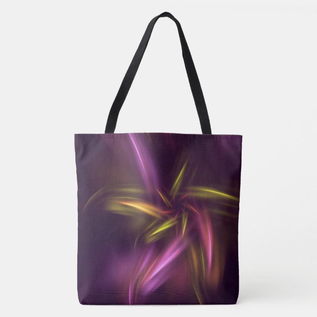 Bolsa Tote Fantasia de Abstrato de Flores Roxas (Frente)