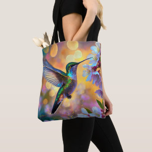 Bolsa Tote Fantasia de Flor de Cerejeira Beija-flor