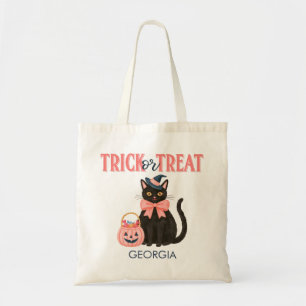 Bolsa Tote Fantasia de Halloween Gato Preto Doces ou Travessu