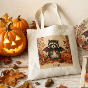 Bolsa Tote Fantasia de Morcego Guaxinim Halloween Personaliza