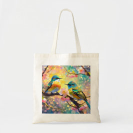 Bolsa Tote Fantasia do Nascer do Sol com Flor de Cerejeira e