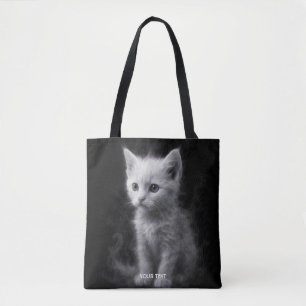 Bolsa Tote Fantasia Gatinho de Fumaça Branca Fofa