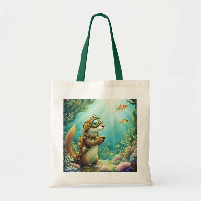 Bolsa Tote Fantasia terno de lontra fofa Steampunk (Frente)