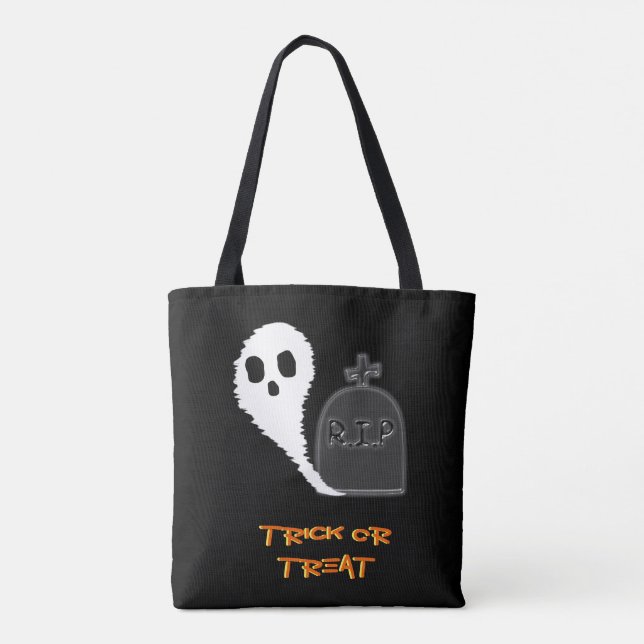 Bolsa Tote Fantasma Assustador com Halloween de Cemitério (Verso)