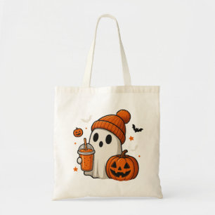 Bolsa Tote Fantasma Bonita do Halloween com Abóbora e Beba