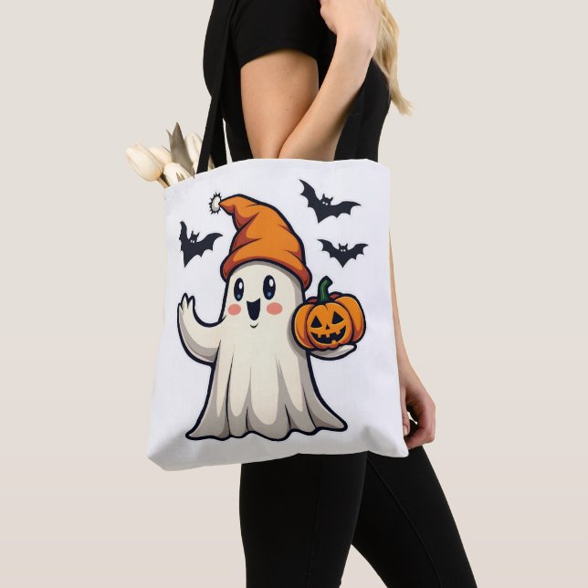 Bolsa Tote Fantasma Bonito com Decoração do Dia das Bruxas de (Close Up)